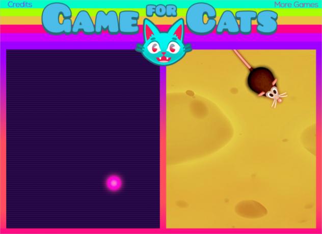 Žaidimas „Katėms“ pagrindiniame ekrane su dviem režimais