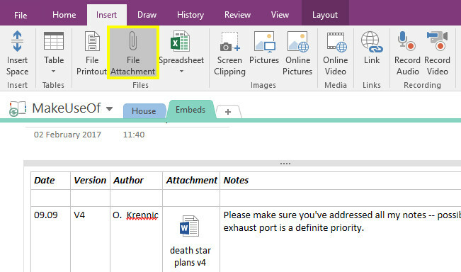 Įdėkite laikmeną, norėdami paversti „OneNote“ į skaitmeninio užrašų knygelės failo priedą