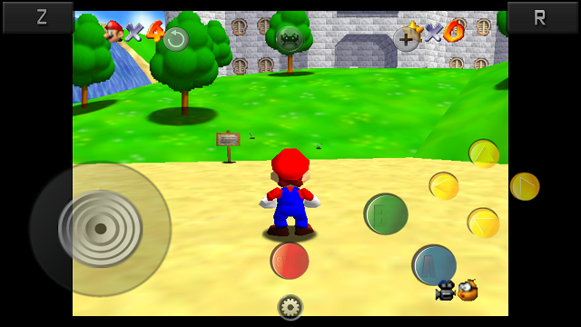 „Super Mario 64“, kaip buvo paleista „RetroArch“, skirta „Android“.