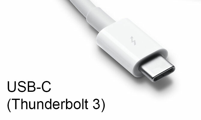 USB-C ir „Thunderbolt 3“ jungtys