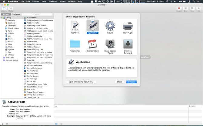 „Mac Sierra Automator“ programa