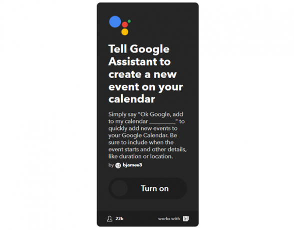 Svarbiausias IFTTT vadovas: naudokite galingiausią žiniatinklio įrankį, kaip „Pro 18IFTTT GoogleAssistantAddEvent“