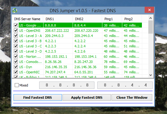 perjungti dns serverį