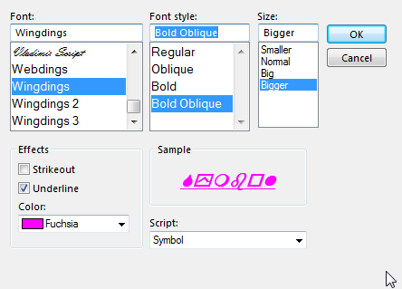 „Outlook“ sąlyginis formatavimo šrifto pasirinkimas