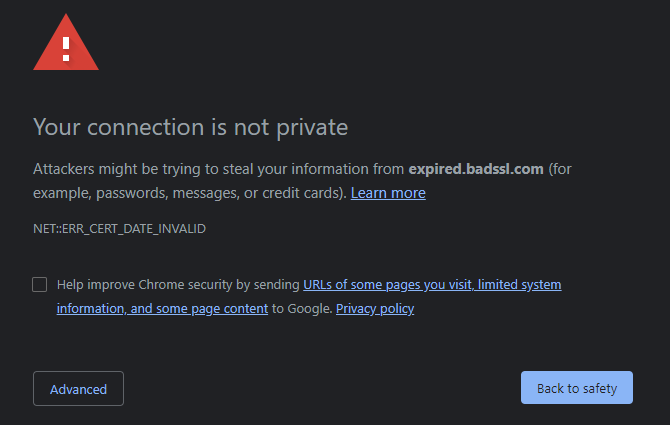 „Chrome“ ryšys nėra privatus