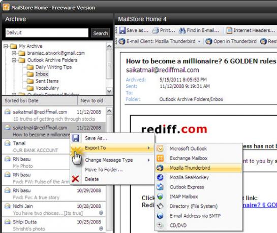 Pagrindinis „MailStore“ puslapis - vienas lengviausių turimų nemokamų el. Pašto atsarginių kopijų kūrimo įrankių, esančių „Windows“, „mailstorehome09“