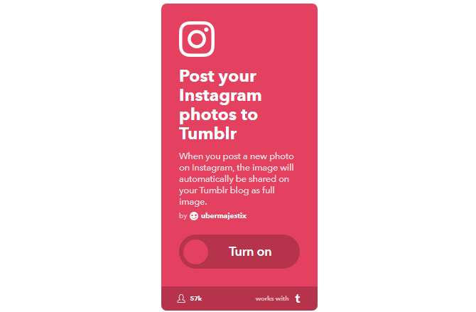 Svarbiausias IFTTT vadovas: naudokite galingiausią žiniatinklio įrankį, kaip „Pro 44IFTTT“ „InstagramToTumblr“