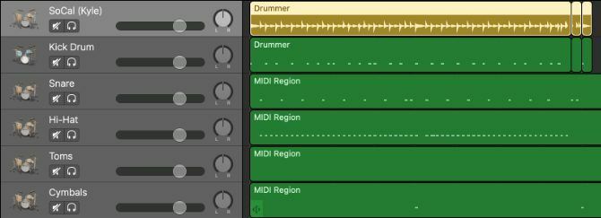 Būgnininkų regionas virto atskirais MIDI būgnais