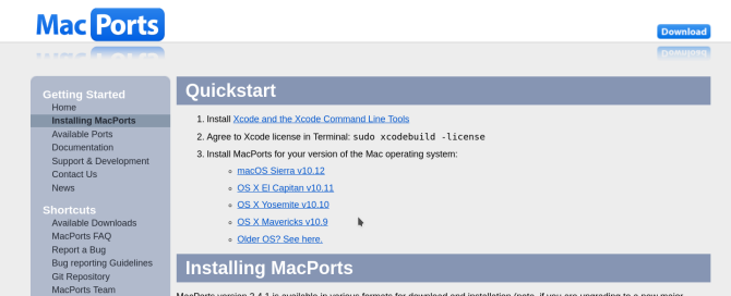 „Macports“ programos atsisiuntimas