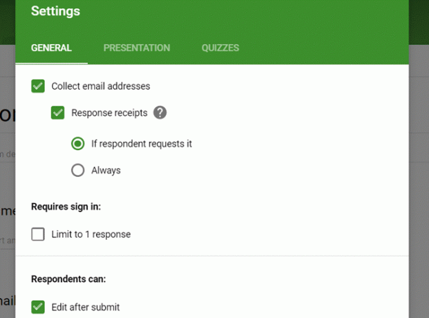 „Google“ skaičiuoklės, kontaktinė forma