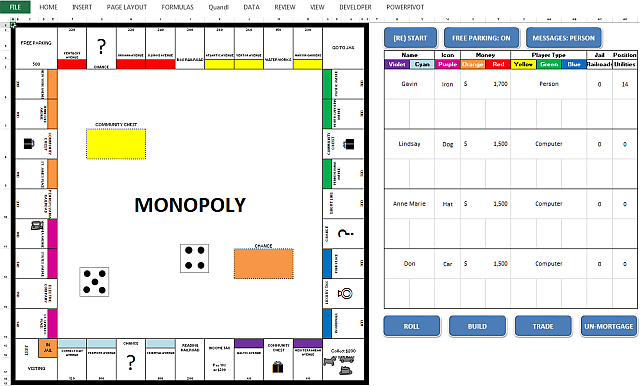 „Microsoft Excel“ žaidimo monopolis