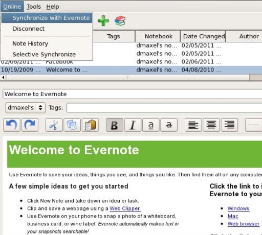 evernote klientas linux