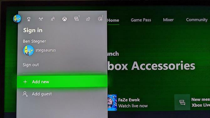 „Xbox One“ - Pridėti naują vartotoją