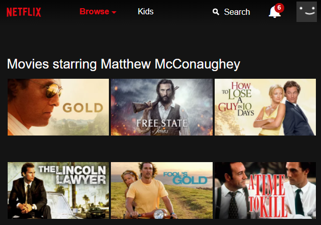 Kaip įvesti „Netflix“ slaptuosius kodus netflix matthew mcconaughey