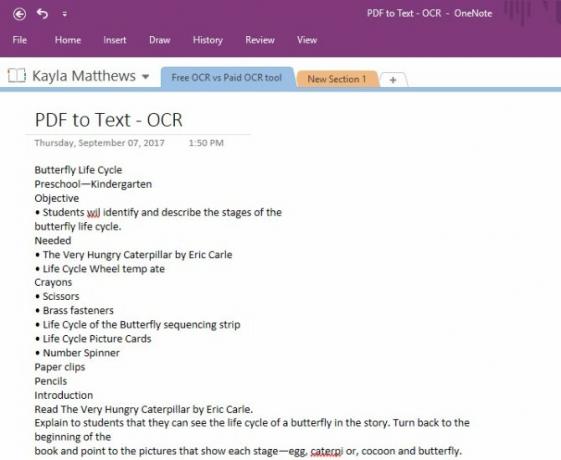 onenote optinis simbolių atpažinimas